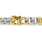 Curb Solid White/Yellow/Rose Gold Handmade Bracelet , 9mm, 6.5-10 Inch