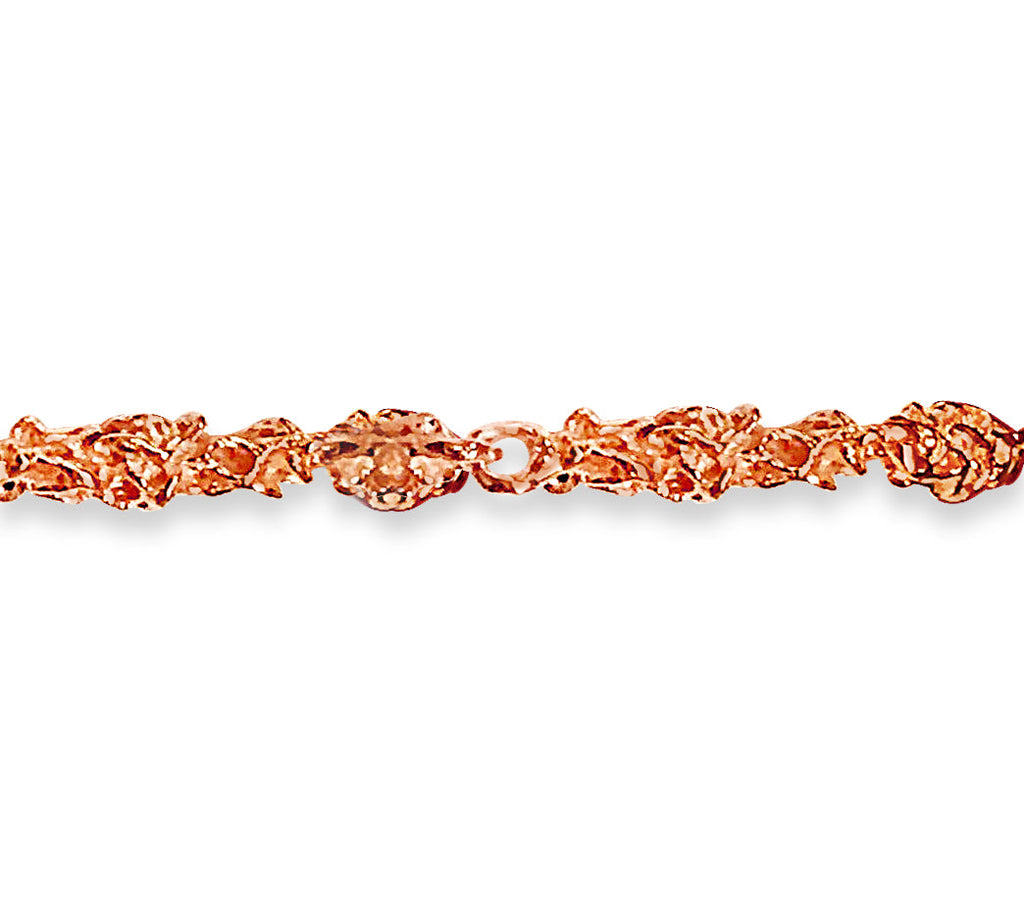 Nugget Solid White/Yellow/Rose Gold Handmade Bracelet , 5mm, 6.5-10 Inch