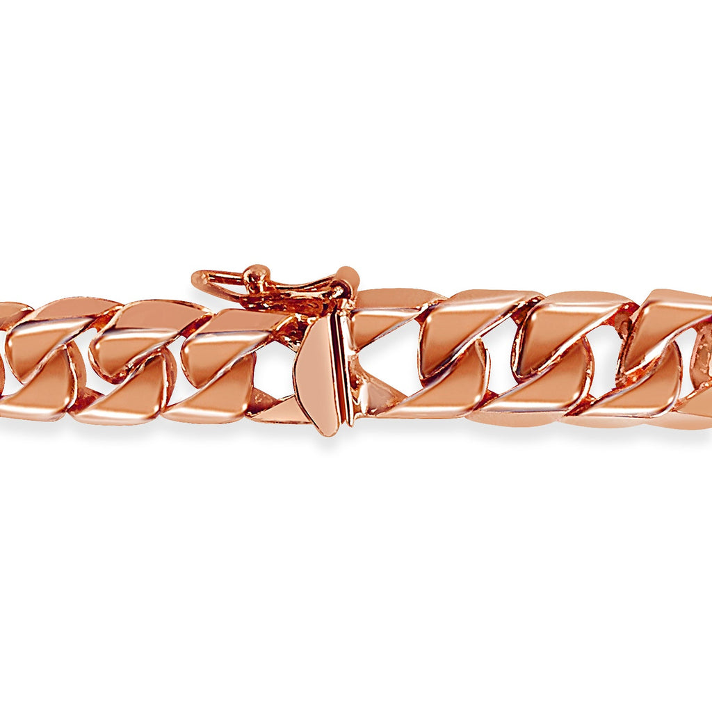 Curb Solid White/Yellow/Rose Gold Handmade Bracelet , 9mm, 6.5-10 Inch