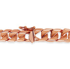 Curb Solid White/Yellow/Rose Gold Handmade Bracelet , 9mm, 6.5-10 Inch