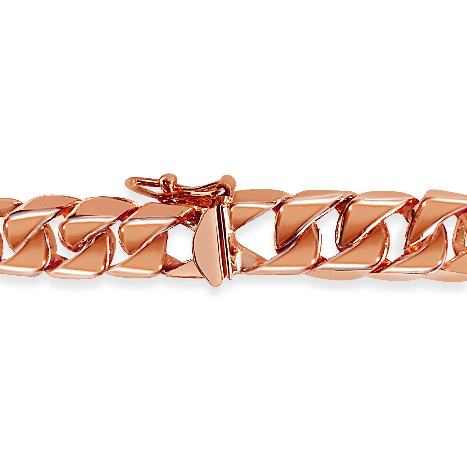 Curb Solid White/Yellow/Rose Gold Handmade Bracelet , 9mm, 6.5-10 Inch