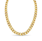 Curb Solid White/Yellow/Rose Gold Handmade Necklace , 9mm, 16-30 Inch