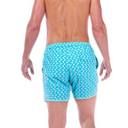 Paris Beach Fan Print Swim Trunks // Turquoise