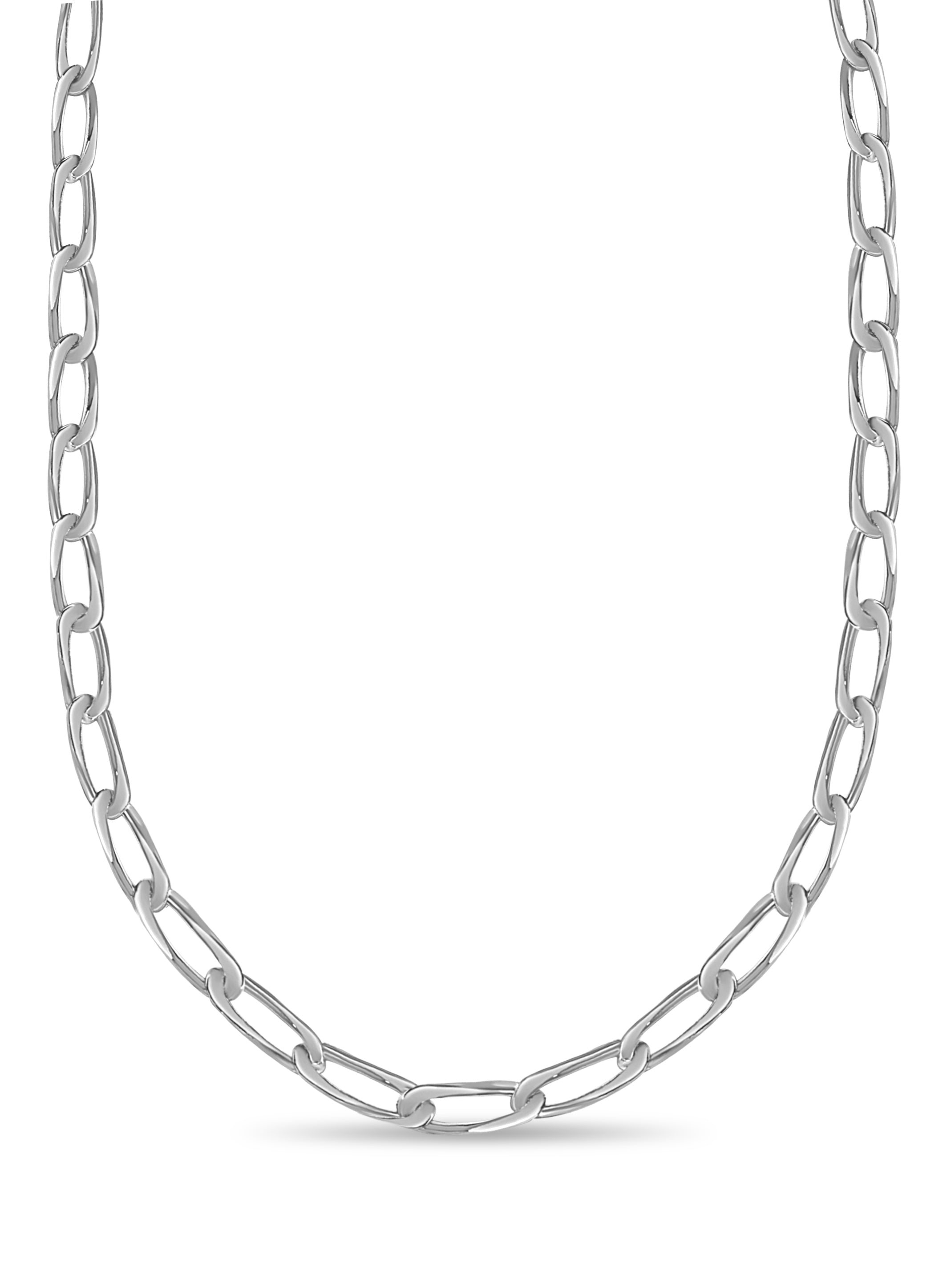 Flat Solid White/Yellow/Rose Gold Handmade Necklace , 9mm, 16-30 Inch