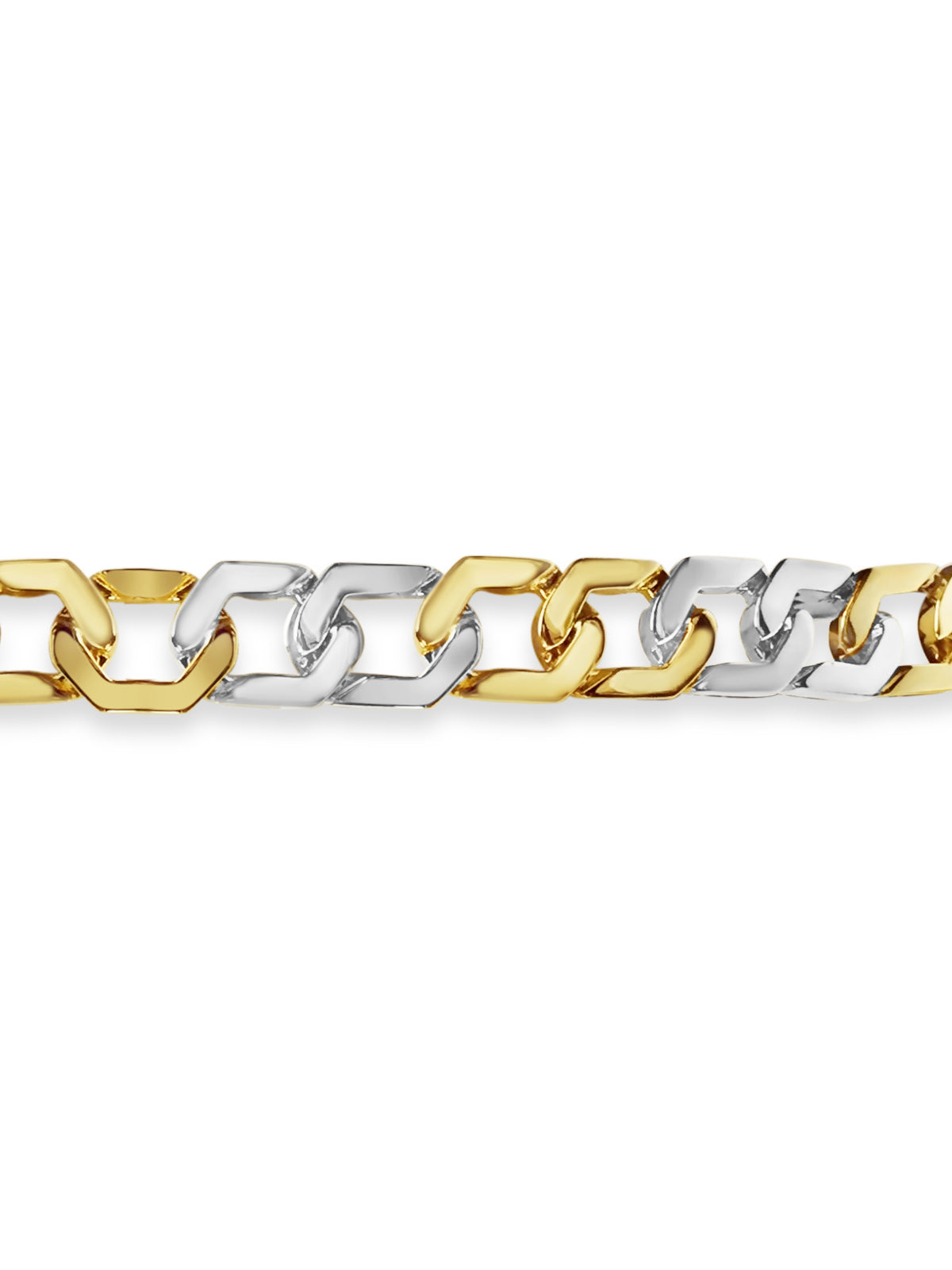 Curb Solid White/Yellow/Rose Gold Handmade Bracelet , 11mm, 6.5-10 Inch