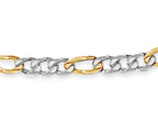 Figaro Solid White/Yellow/Rose Gold Handmade Bracelet , 15mm, 6.5-10 Inch