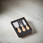 3-Piece Cheese Knife Set - Stainless Steel & Wood