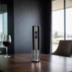 Black Rechargeable Wine Opener with Stainless Steel Corkscrew