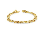 Figaro Solid White/Yellow/Rose Gold Handmade Bracelet , 7mm, 6.5-10 Inch