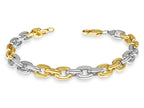 Fancy Rolo Solid White/Yellow/Rose Gold Handmade Bracelet , 8mm, 6.5-10 Inch