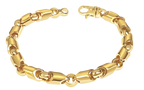 Fancy Tube Solid White/Yellow/Rose Gold Handmade Bracelet , 8mm, 6.5-10 Inch
