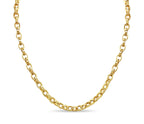 Oval Rolo Solid White/Yellow/Rose Gold Handmade Necklace , 6mm, 16-30 Inch