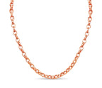 Oval Rolo Solid White/Yellow/Rose Gold Handmade Necklace , 6mm, 16-30 Inch