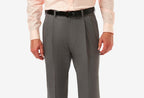 Haggar Men's Cool 18 Pro Classic Fit Expandable Waist Pleated Stretch Dress Pants Gray Size 42X29