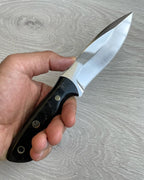 Hunting Knife 1095 Carbon Steel and Compact Buffalo horn Handle -Blacksmith Made Camping Knife - Bushcraft Knife - Survival Knife with Sheath