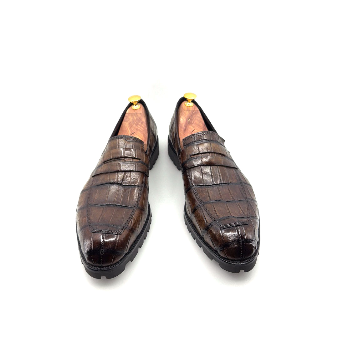 Maurice Malibu Custom Made Alligator Loafer - Brown