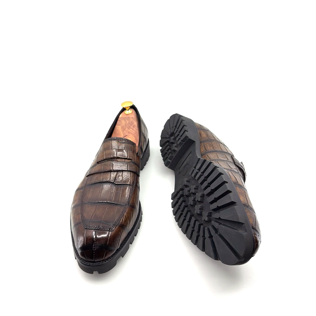 Maurice Malibu Custom Made Alligator Loafer - Brown
