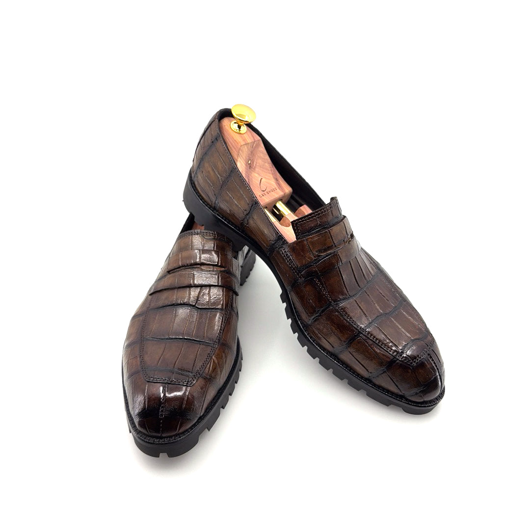 Maurice Malibu Custom Made Alligator Loafer - Brown