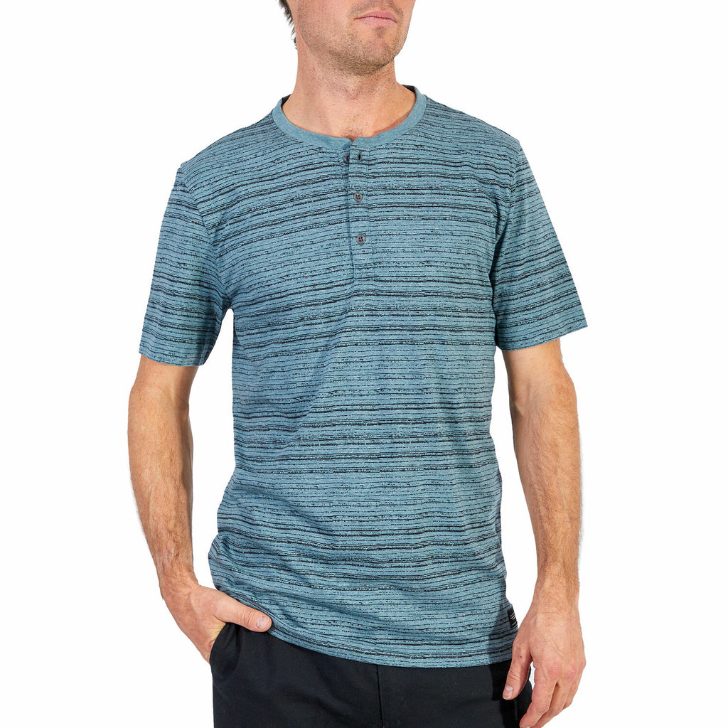 Henley Striped T-Shirt // Sage