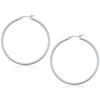 10k White Gold Polished Hoop Earrings (50 mm)