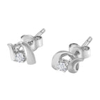 .925 Sterling Silver Round Cut Diamond Fashion Stud Earrings (0.10 cttw, I-J Color, I2-I3 Clarity)