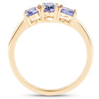 18K Yellow Gold Plated 0.90 Carat Genuine Tanzanite .925 Sterling Silver Ring