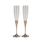 Hammered Gold Band Champagne Flutes Set