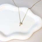10K Yellow Gold 1/10 Cttw Round Diamond Palm Tree 18" Inch Pendant Necklace (H-I Color, I1-I2 Clarity)