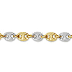 Mariner Solid White/Yellow/Rose Gold Handmade Bracelet , 11mm, 6.5-10 Inch