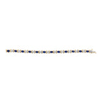 14K Yellow Gold 1.00 Cttw Alternating  Diamond and 6 1/2 Cttw Oval Blue Sapphire Link Bracelet (H-I Color, SI1-SI2 Clarity) - 7" Inches