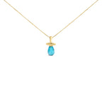 14K Yellow Gold and Blue Quartz Pacifier Pendant Necklace - 18" Inches