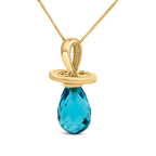14K Yellow Gold and Blue Quartz Pacifier Pendant Necklace - 18" Inches