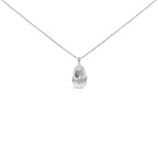 14K White Gold Diamond Accent Baby Shoe with Bow Pendant 18" Necklace (G-H Color, SI1-SI2 Clarity)