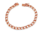 Curb Solid White/Yellow/Rose Gold Handmade Bracelet , 7mm, 6.5-10 Inch