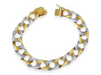 Curb Solid White/Yellow/Rose Gold Handmade Bracelet , 11mm, 6.5-10 Inch