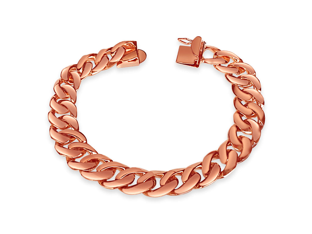 Curb Solid White/Yellow/Rose Gold Handmade Bracelet , 10mm, 6.5-10 Inch