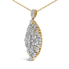 14K White and Yellow Gold 2.00 Cttw Diamond Cluster Pear Shaped Pendant Necklace (G-H Color, SI2-I1 Clarity) -20" Inches