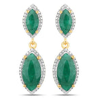 4.21 Carat Dyed Emerald and White Diamond .925 Sterling Silver Earrings