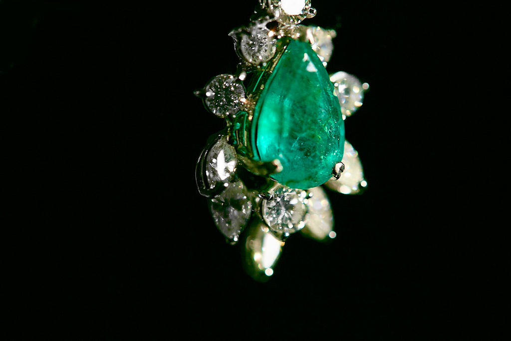 Certified Platinum 38.0 Cttw Diamond and 19 3/4 Cttw Brazilian Green Emerald Necklace, Bracelet & Earrings Three-Piece Set