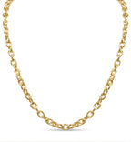 Fancy Rolo Solid White/Yellow/Rose Gold Handmade Necklace , 6mm, 16-30 Inch