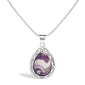 Sterling Silver Chevron Amethyst Teardrop Pendant Necklace