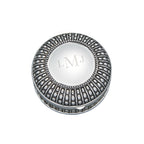 Silverplated Round Antique-Style Box with Beaded Detail, 4.5"