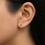 14K Gold Round Lab Grown Diamond Solitaire Stud Earrings with Push Backs