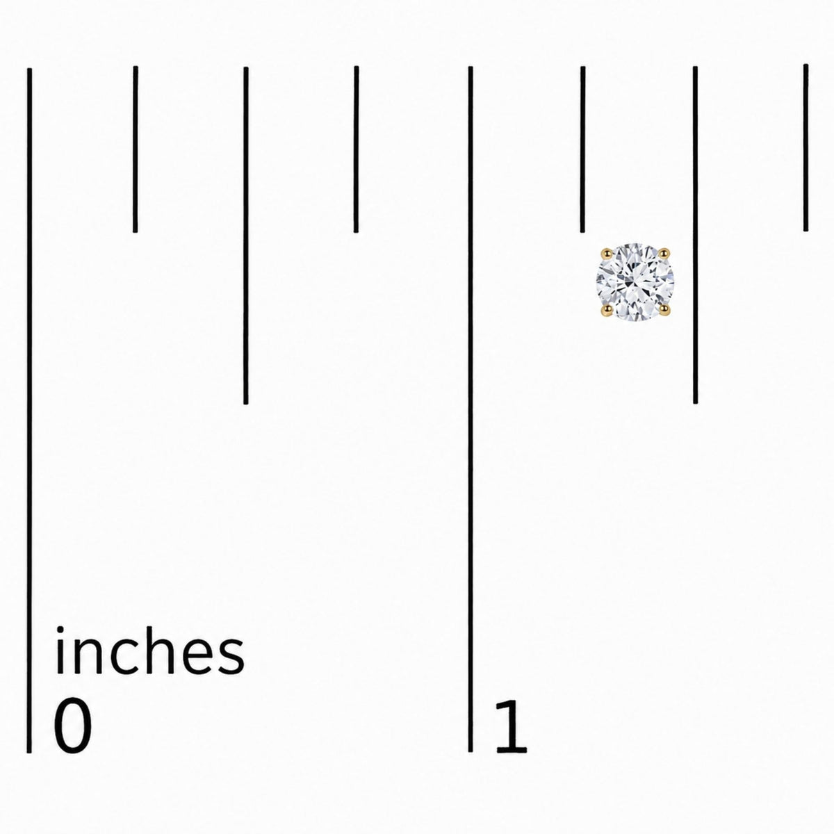 14K Gold Round Lab Grown Diamond Solitaire Stud Earrings with Push Backs