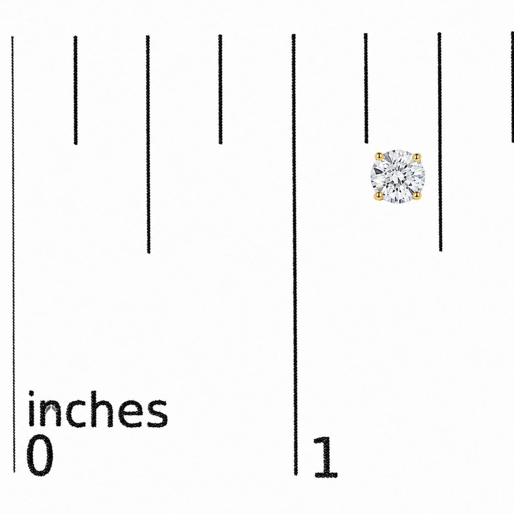 14K Gold Round Lab Grown Diamond Solitaire Stud Earrings with Push Backs
