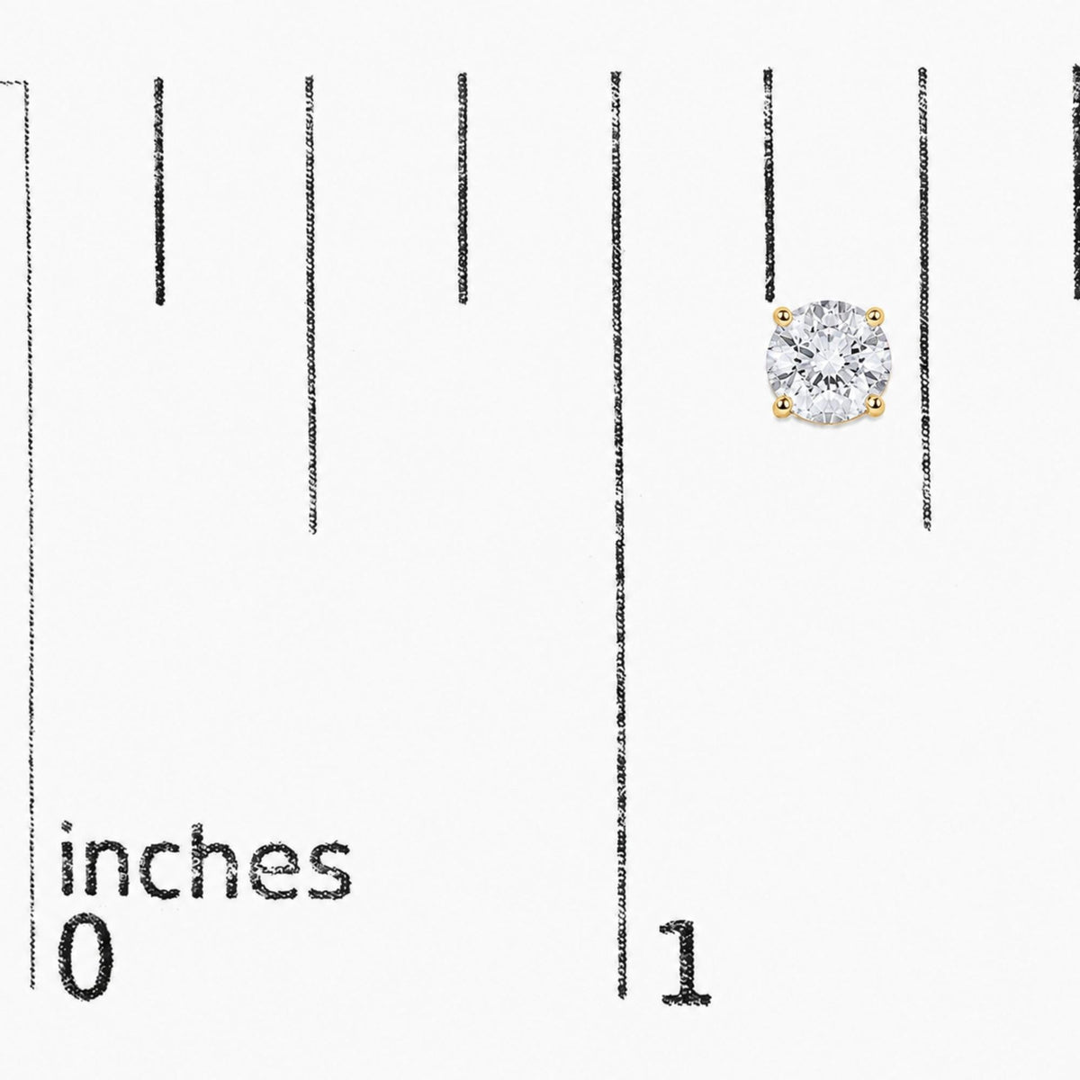 14K Gold Round Lab Grown Diamond Solitaire Stud Earrings with Push Backs