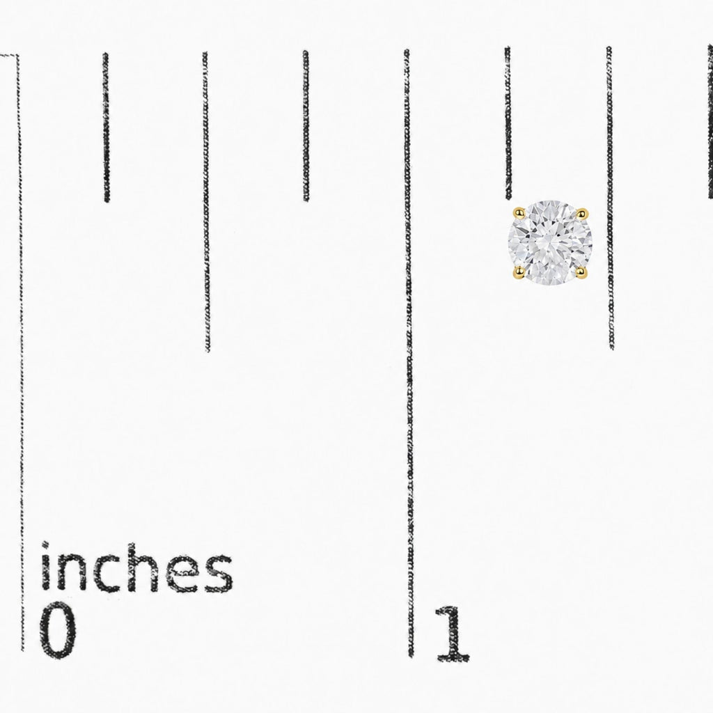 14K Gold Round Lab Grown Diamond Solitaire Stud Earrings with Push Backs