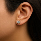 14K Gold Round Lab Grown Diamond Solitaire Stud Earrings with Push Backs