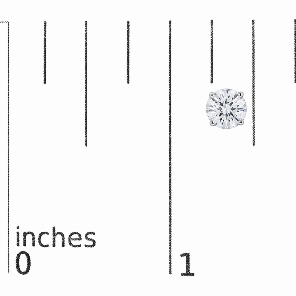 14K Gold Round Lab Grown Diamond Solitaire Stud Earrings with Push Backs