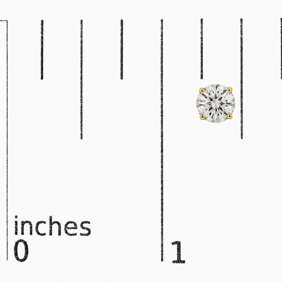 14K Gold Round Lab Grown Diamond Solitaire Stud Earrings with Push Backs